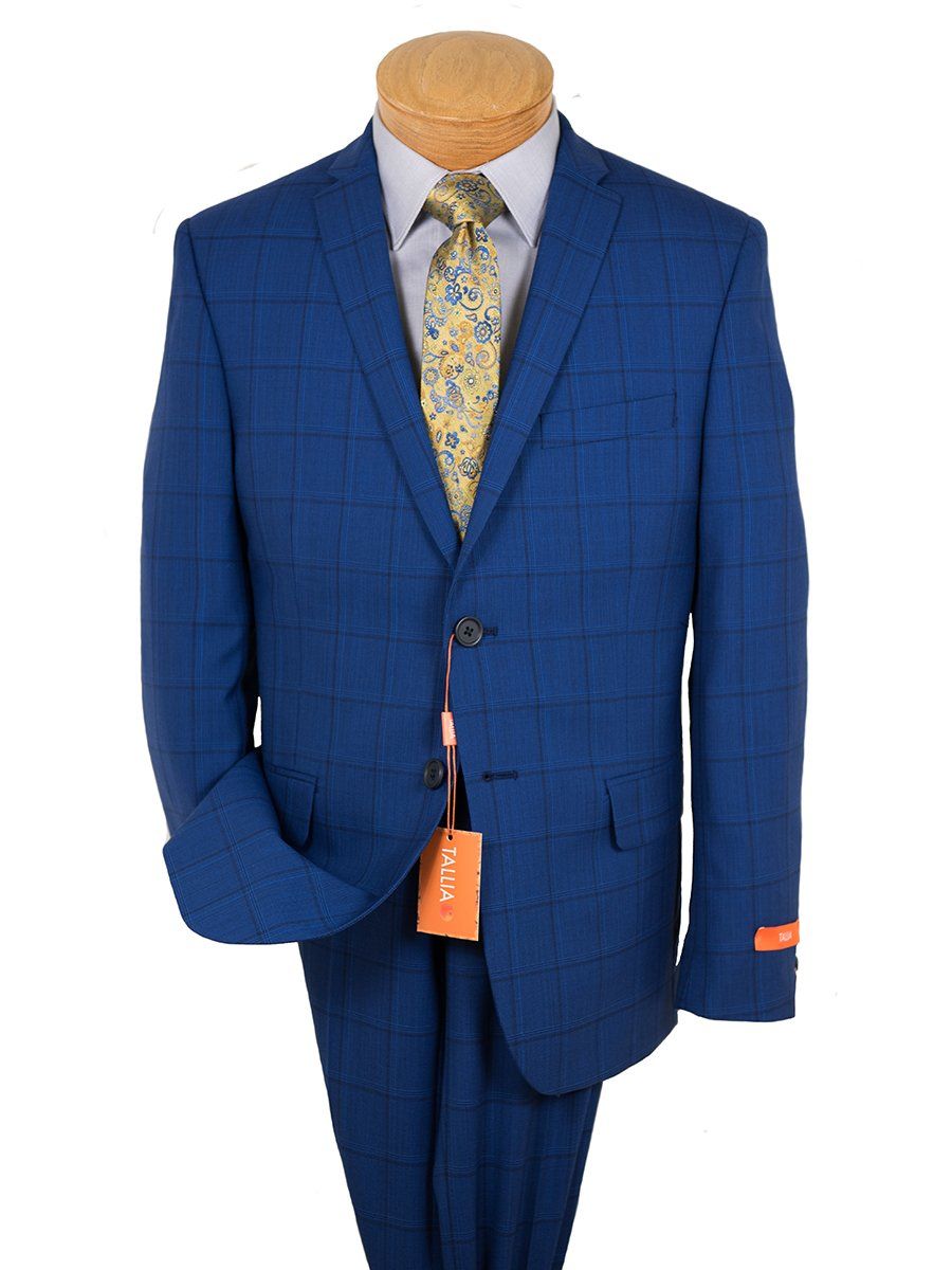 Tallia 26396 Boy's Suit - Skinny Fit - Windowpane - Blue Boys Suit Tallia 