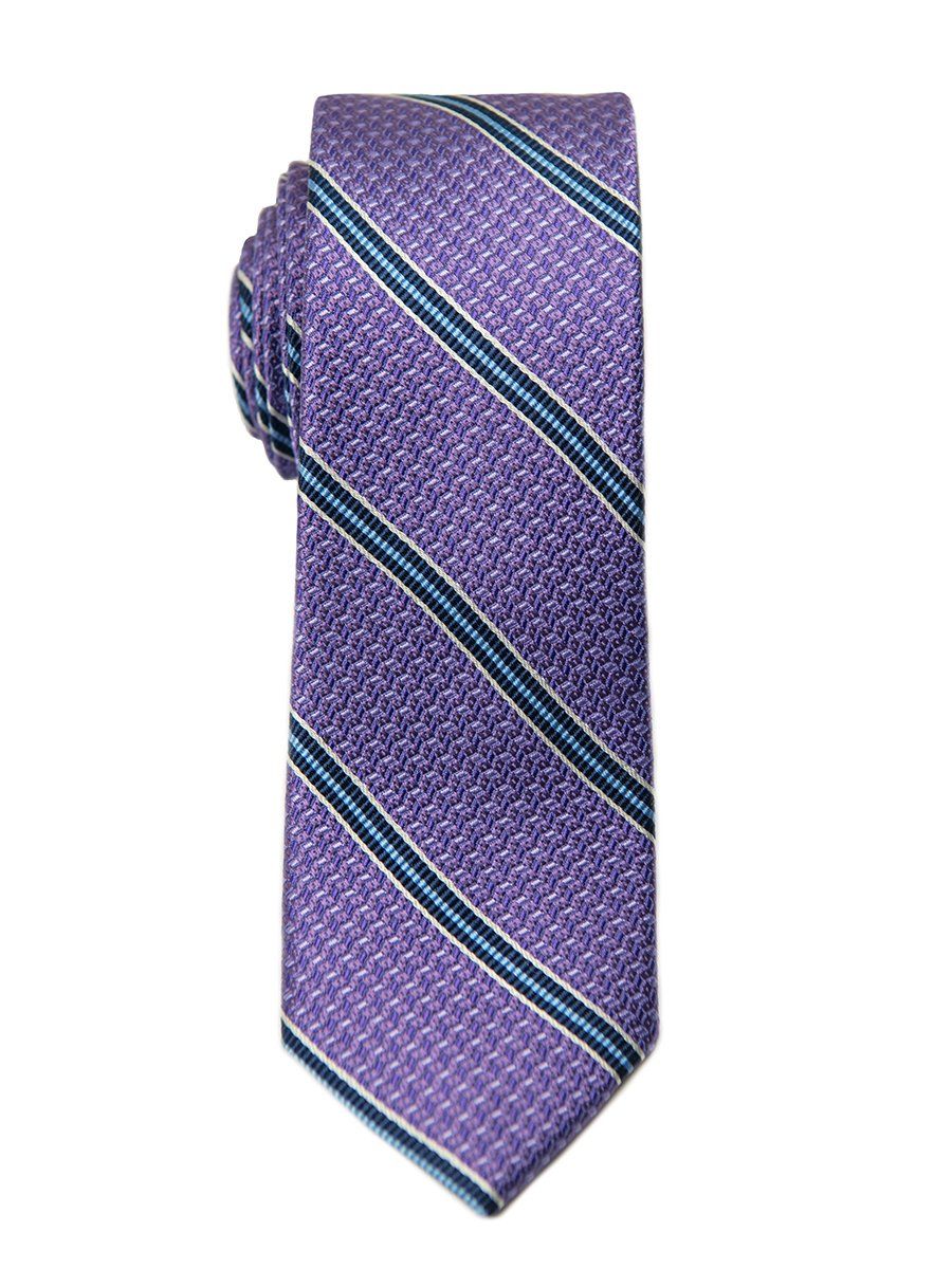 Heritage House 26415 100% Silk Boy's Tie - Stripe - Purple/Blue/White Boys Tie Heritage House - The Boys' Suits Source® 