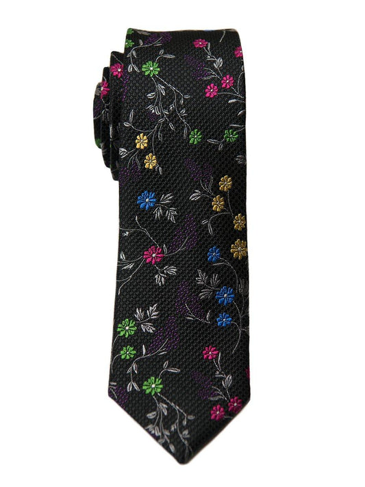 Heritage House 26447 100% Silk Boy's Tie - Floral - Black Boys Tie Heritage House 