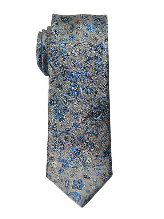 Heritage House 26474 100% Silk Boy's Tie - Floral - Light Blue/Silver Boys Tie Heritage House 