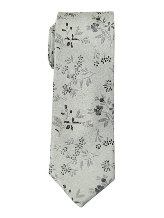 Heritage House 26476 100% Silk Boy's Tie - Floral - Silver Boys Tie Heritage House 