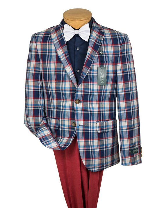 Lauren Ralph Lauren Boy's Sport Coat 26514 Red/Vanilla/Blue Boys Sport Coat Lauren 
