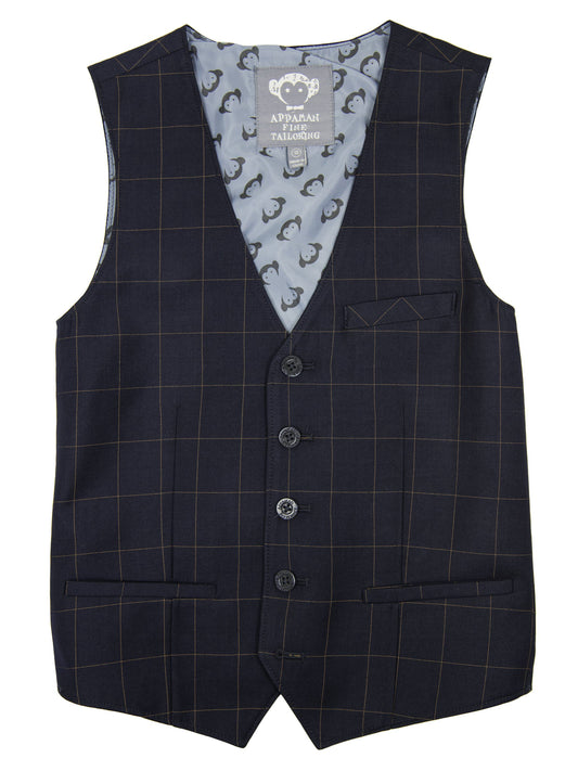Appaman 27020V Navy Windowpane Vest Boys Vest Appaman 