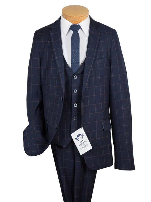 Appaman 27020 Boy's Suit -Skinny Fit- Navy- Windowpane Boys Suit Appaman 