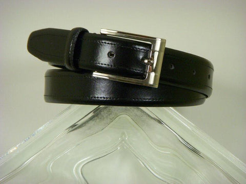 Paul Lawrence 2716 100% leather Boy's Belt - Grain leather top stitch - Black, Silver Buckle