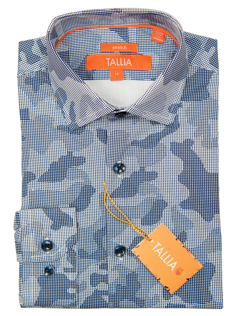 Tallia 27348 Boy's Sport Shirt - Navy-Cross Hatch Camo Boys Sport Shirt Tallia 