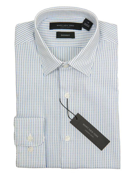 Andrew Marc 27370 Boy's Dress Shirt-White/Blue-Skinny Fit-Broken Stripe Boys Dress Shirt Andrew Marc 
