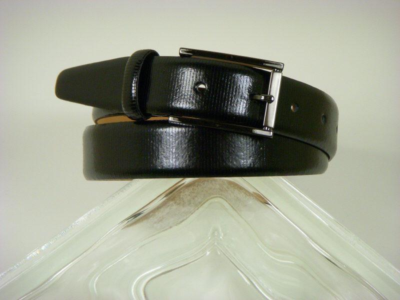 Paul Lawrence 2748 100% leather Boy's Belt - Embossed leather - Black, Silver Buckle