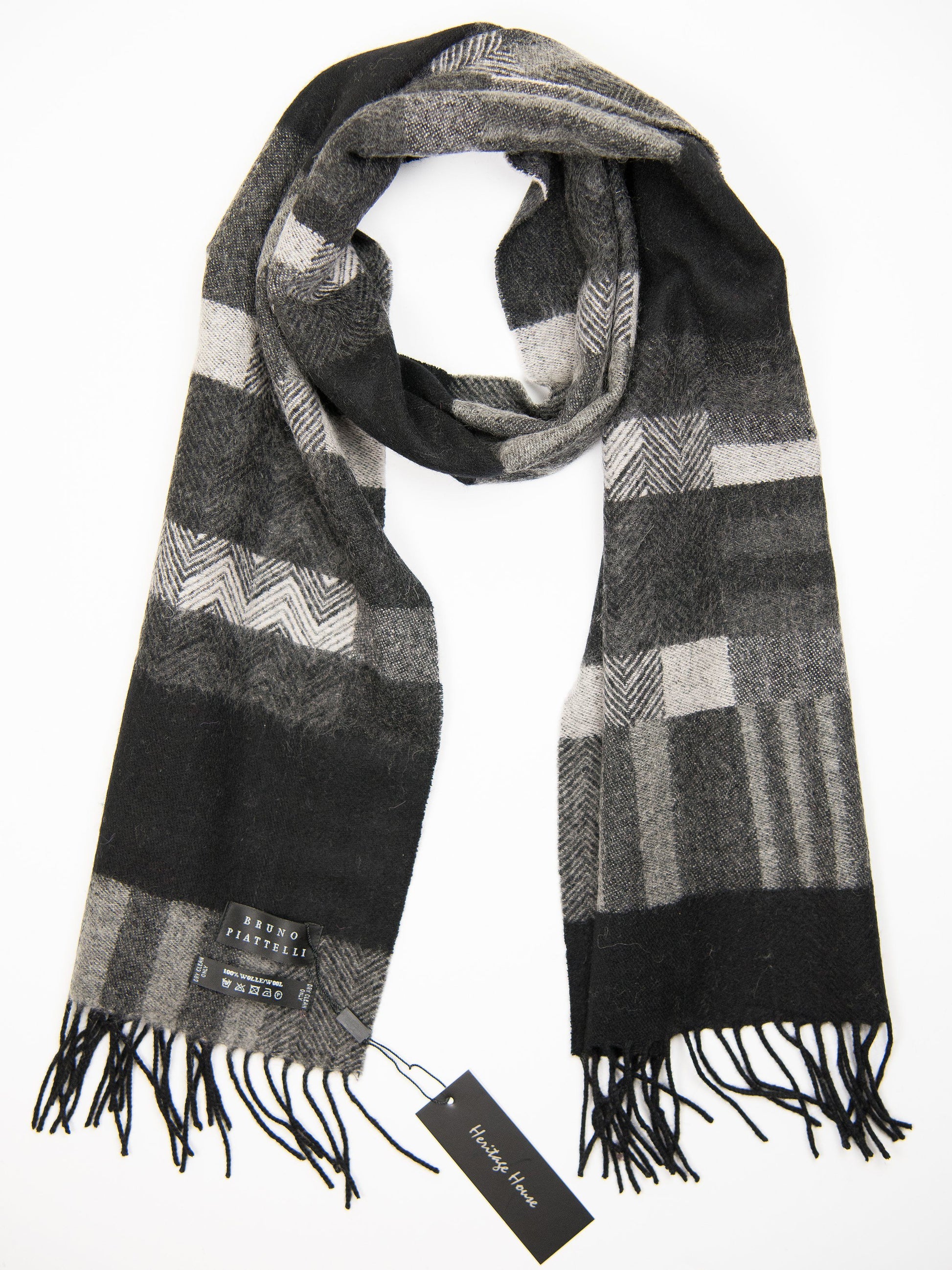 Young Men's Scarf 27504 Black/ LightGrey Young Mens Scarf Bruno Piattelli 