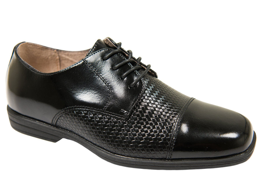 Florsheim 27568 Boy's Shoe-Black-Cap Toe Oxford-Weave Print Boys Shoes Florsheim 