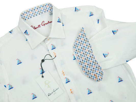 Robert Graham 27633 Boy's Sport Shirt White Filcoupe Boys L/S Woven Robert Graham 