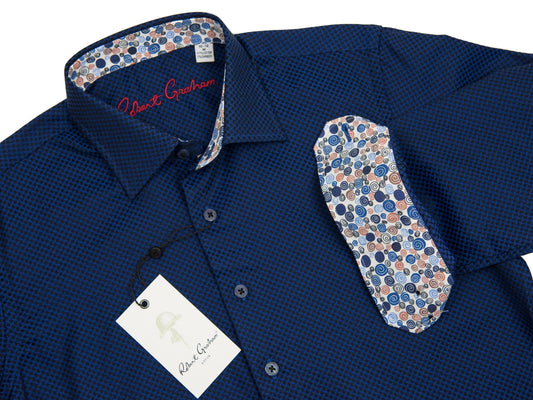 Robert Graham 27648 Boy's Sport Shirt Blue Jacquard Boys L/S Woven Robert Graham 