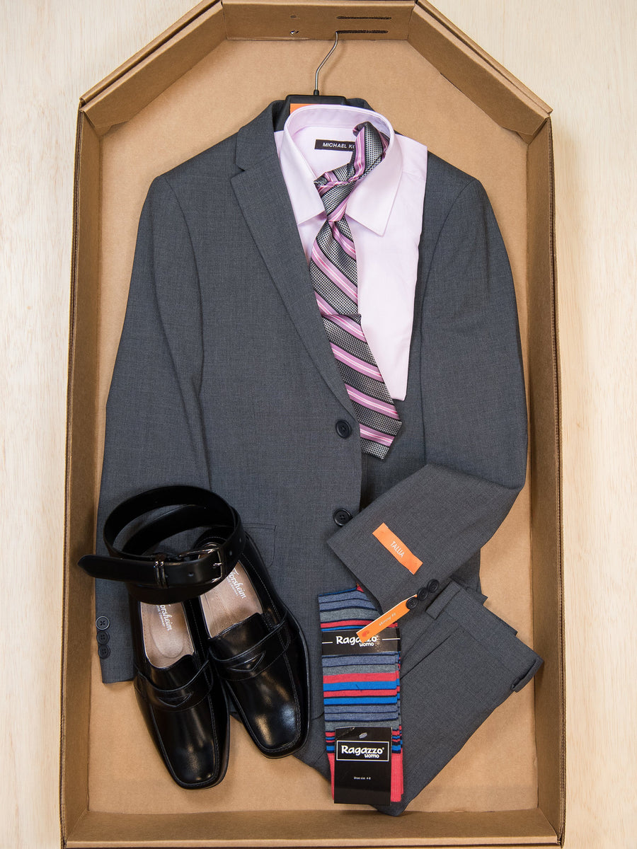 Complete Grey Skinny Fit Suit Outfit 27882 Boys Suit Bundle Tallia 