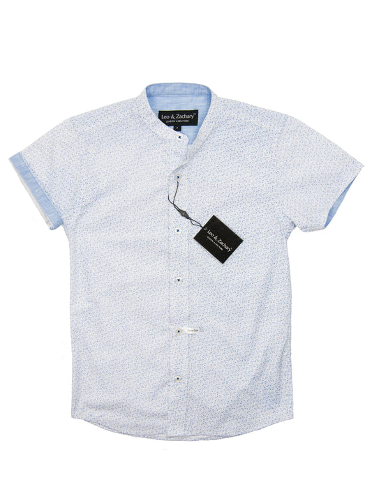 Leo & Zachary 28224 Boy's Short Sleeve Sport Shirt-Banded Collar-Sky Blue Boys S/S Woven Leo & Zachary 