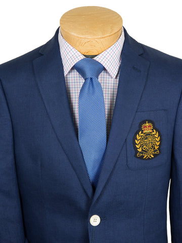 Image of Lauren Ralph Lauren 28305 Boy's Suit Separate Jacket - Solid Linen with Crest- Blue Boys Suit Separate Jacket Lauren 