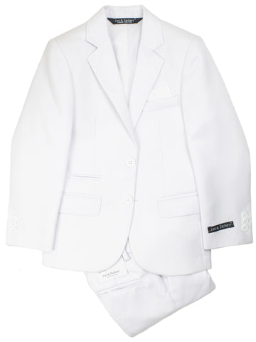 Image of Leo & Zachary 28582 Boy's Skinny Fit Suit - Solid - White