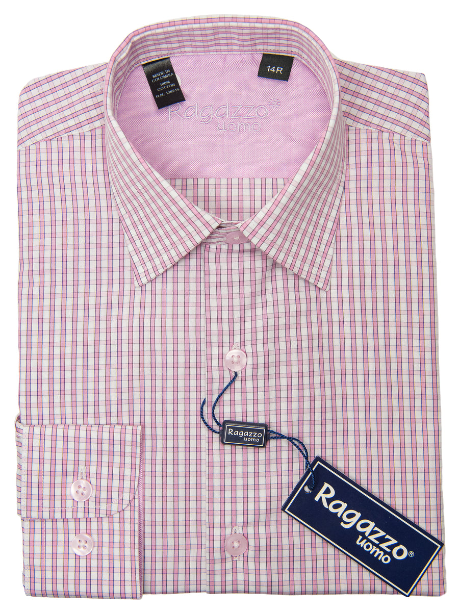 Ragazzo 28610 Boy's Dress Shirt - Check - Pink
