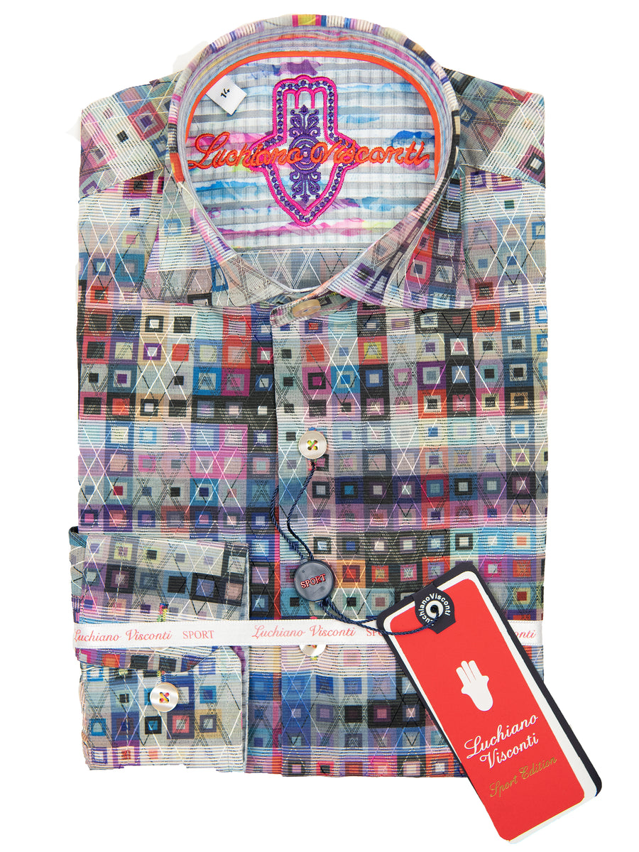 Luchiano Visconti 28710 Boy's Sport Shirt - Geo- Multi Color