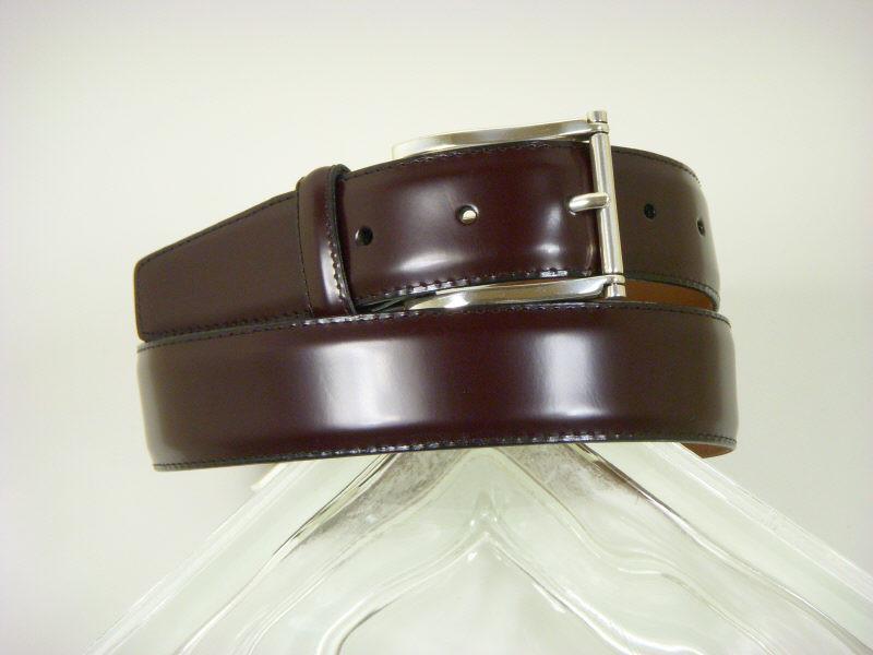 Brighton 2877 100% leather Boy's Belt - Glazed leather - Burgundy, Roller Buckle