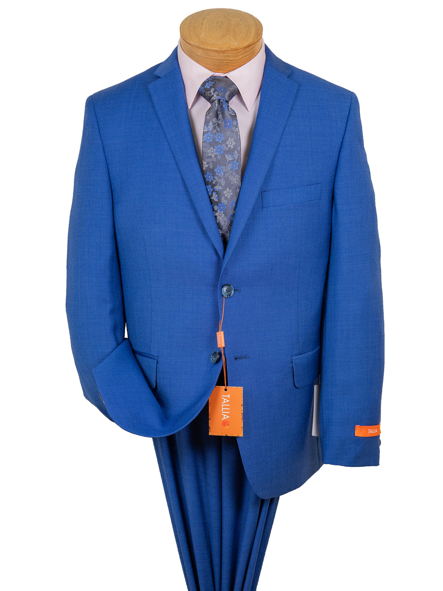 Tallia 28795 70% Wool/ 30% Polyester Boy's Skinny Suit - Sharkskin - Medium Blue