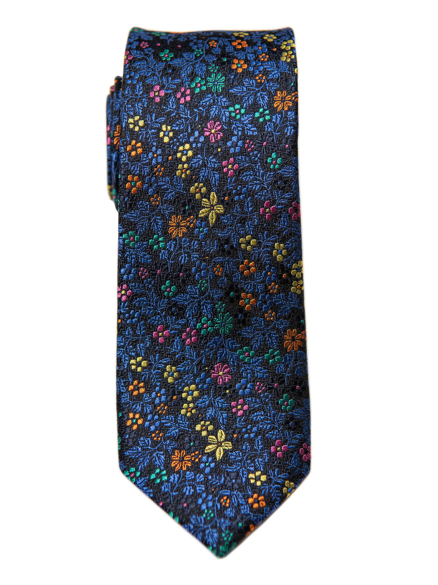 Heritage House 28800 100% Silk Boy's Tie - Floral - Blue/Black