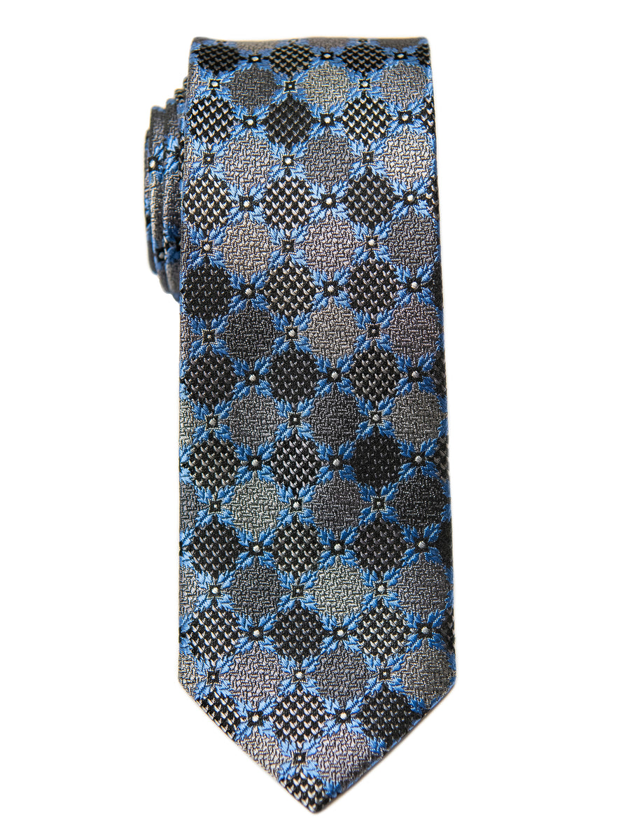 Heritage House 28819 100% Silk Boy's Tie - Neat -Grey/Blue