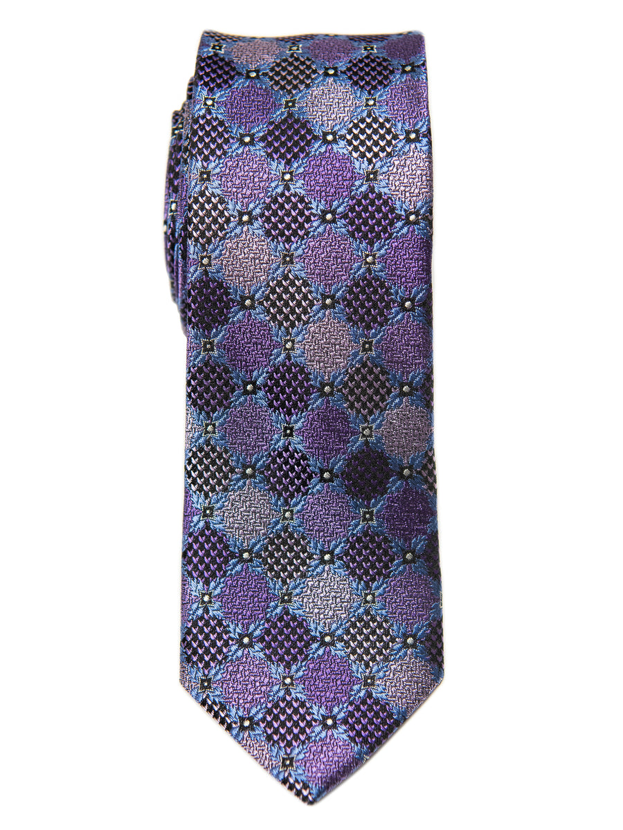 Heritage House 28821 100% Silk Boy's Tie - Neat -Purple/Blue