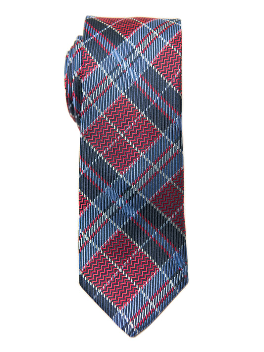 Heritage House 28853 100% Silk Boy's Tie - Plaid- Red/Blue