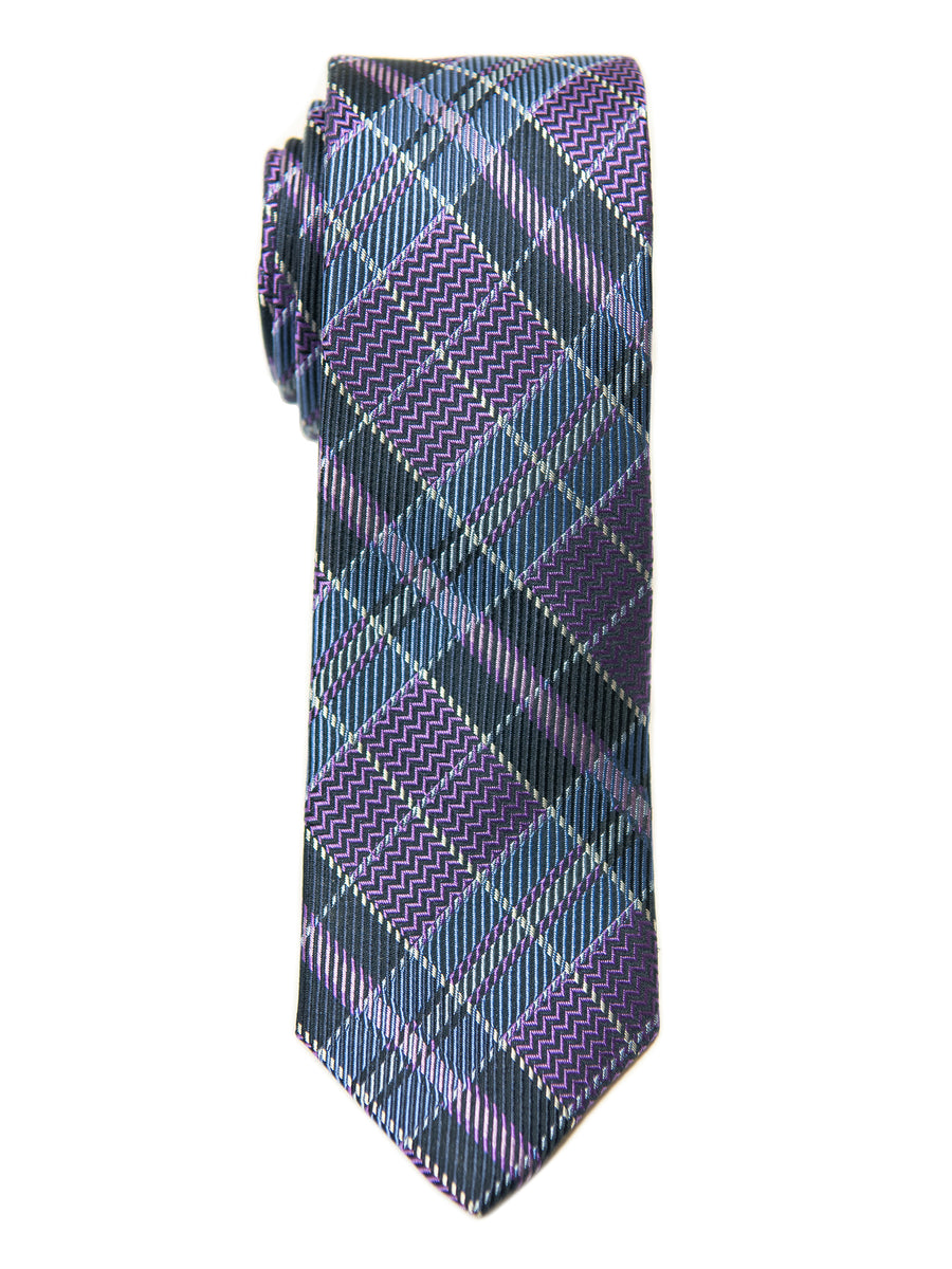 Heritage House 28855 100% Silk Boy's Tie - Plaid- Purple/Blue