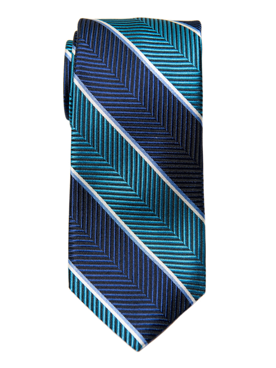 Dion 29197 Boy's Tie- Teal/Navy- Stripe