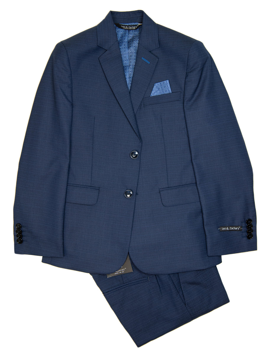 Leo & Zachary 29318 Boy's Skinny Fit Suit Separate Jacket - Check - Ink