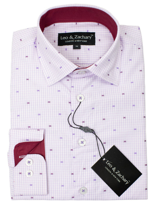 Leo & Zachary 29408 Boy's Dress Shirt- Dot- Lilac
