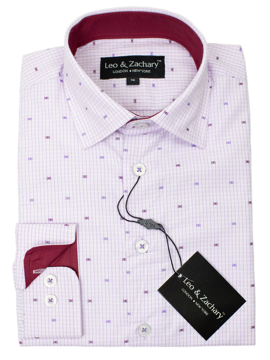 Leo & Zachary 29408 Boy's Dress Shirt- Dot- Lilac