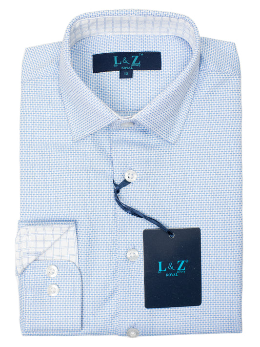 Leo & Zachary 29438 Boy's Dress Shirt- Graph -Azure Blue