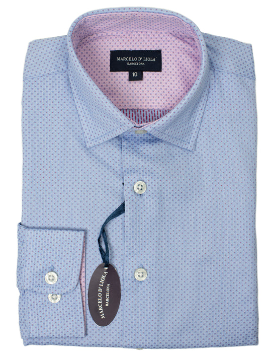 Leo & Zachary 29468 Boy's Dress Shirt- Neat- Blue