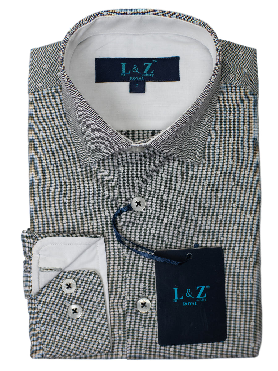 Leo & Zachary 29478 Boy's Dress Shirt- Neat-Grey