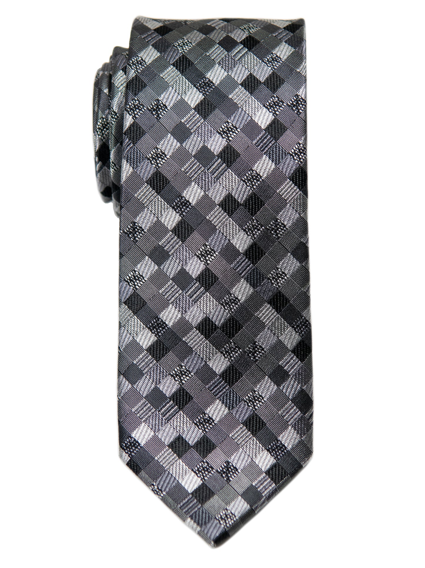 Heritage House 29654 Boy's Tie - Check- Grey/Black