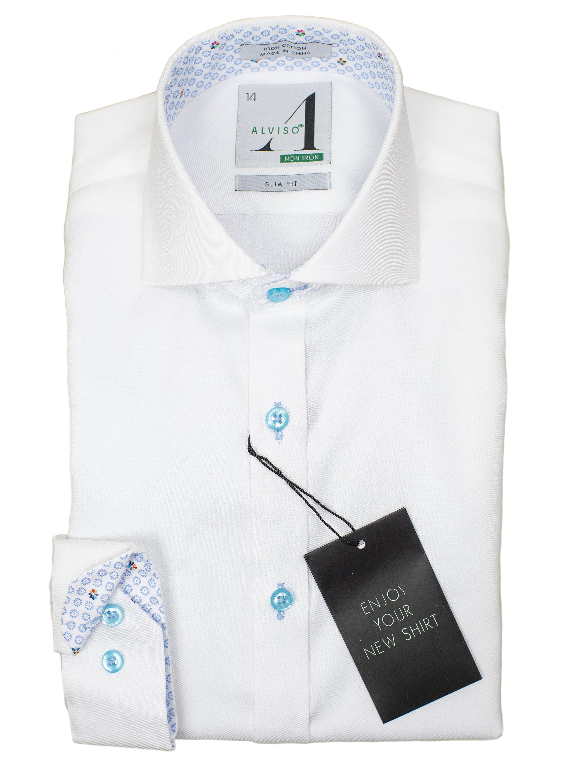 Alviso 29843 Boy's Slim Fit Dress Shirt - Solid Broadcloth - White - Contrast Collar/Cuff - 8 SLIM / WHITE Alviso 29843 Boy's Slim Fit Dress Shirt - Solid Broadcloth - White - Contrast Collar/Cuff - 8 SLIM / WHITE