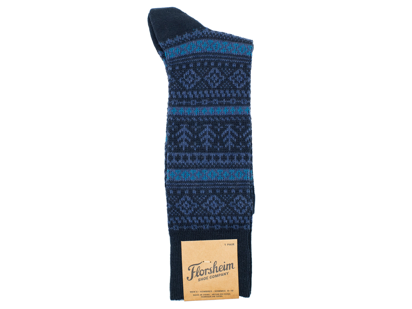 Florsheim 30017 Mens' Socks-Fairisle-Navy