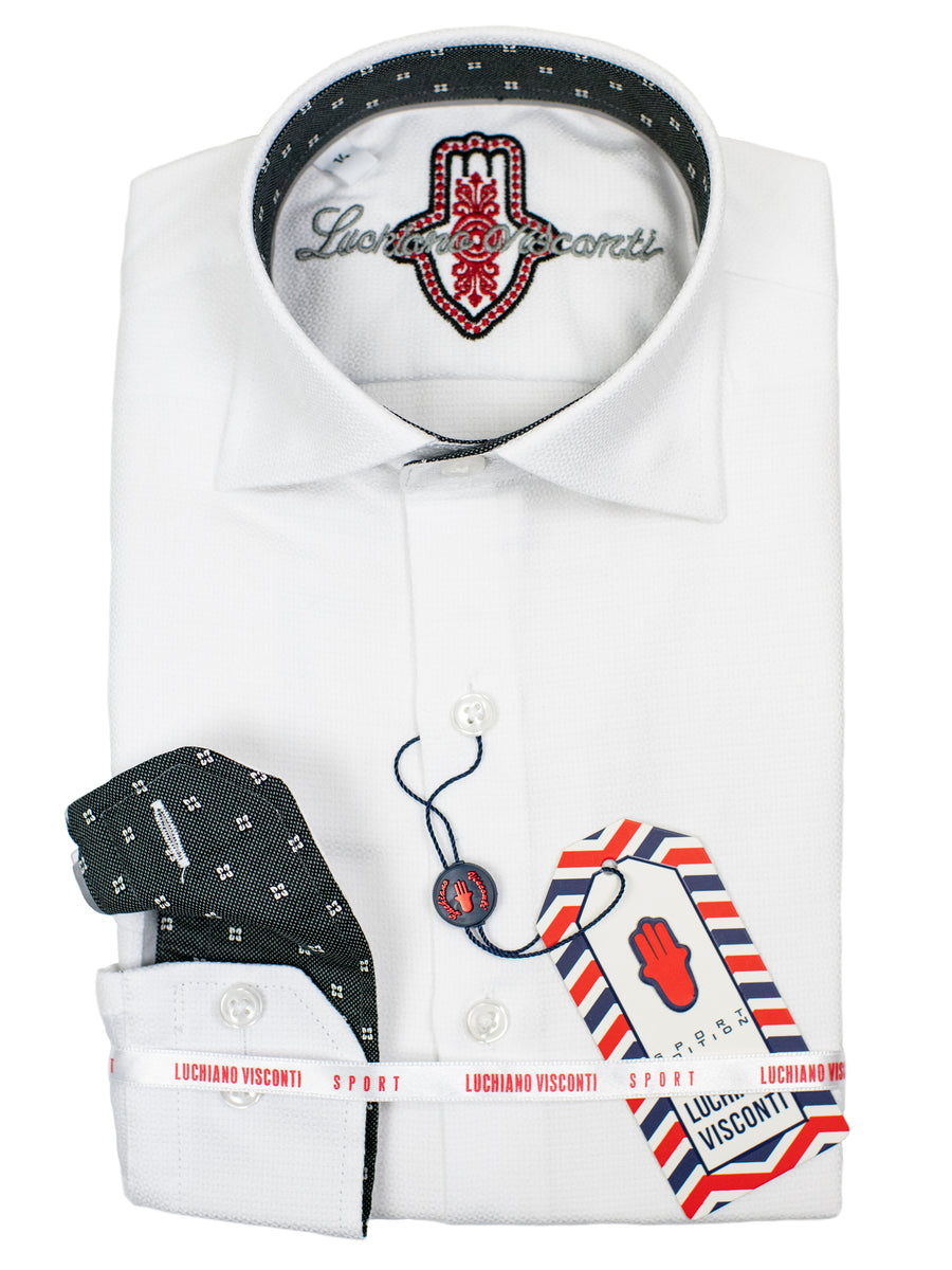 Luchiano Visconti Boy's Sport Shirt 30132 - Tonal - White