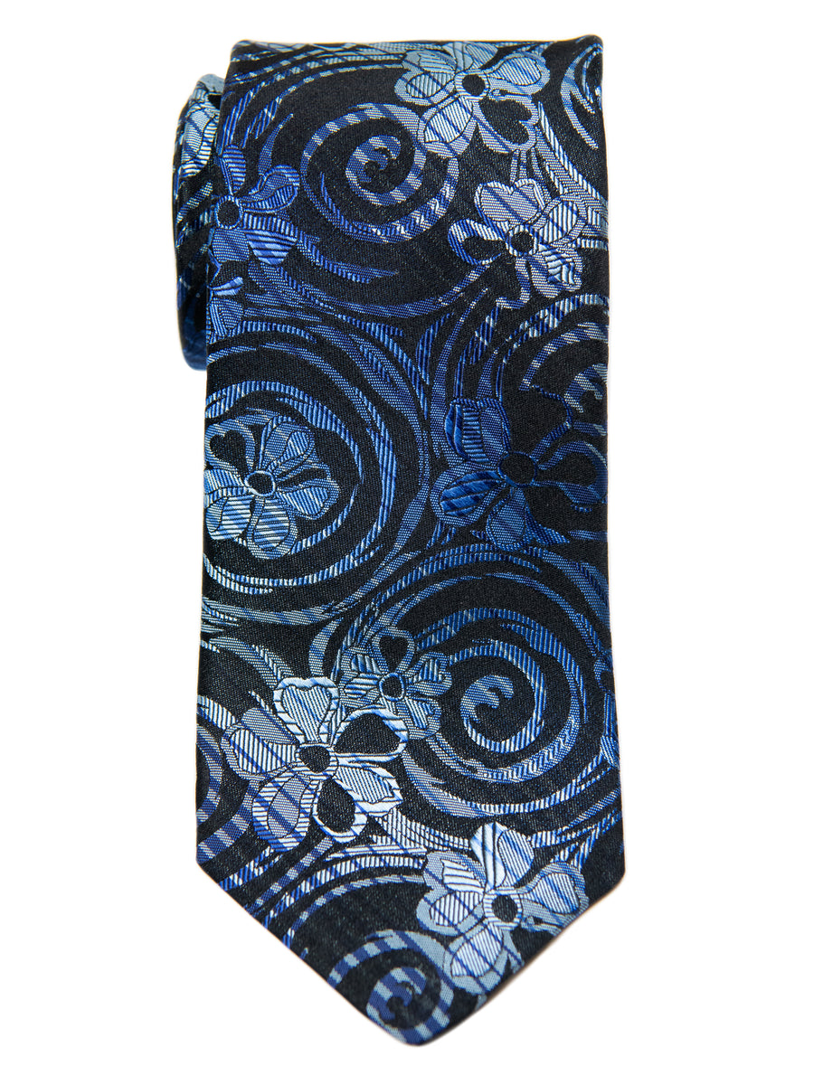 Dion 30226 Boy's Tie- Navy/Blue - Flower