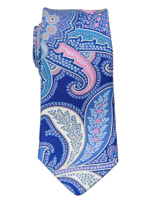 Dion 30236 Boy's Tie- Blue/Pink - Paisley