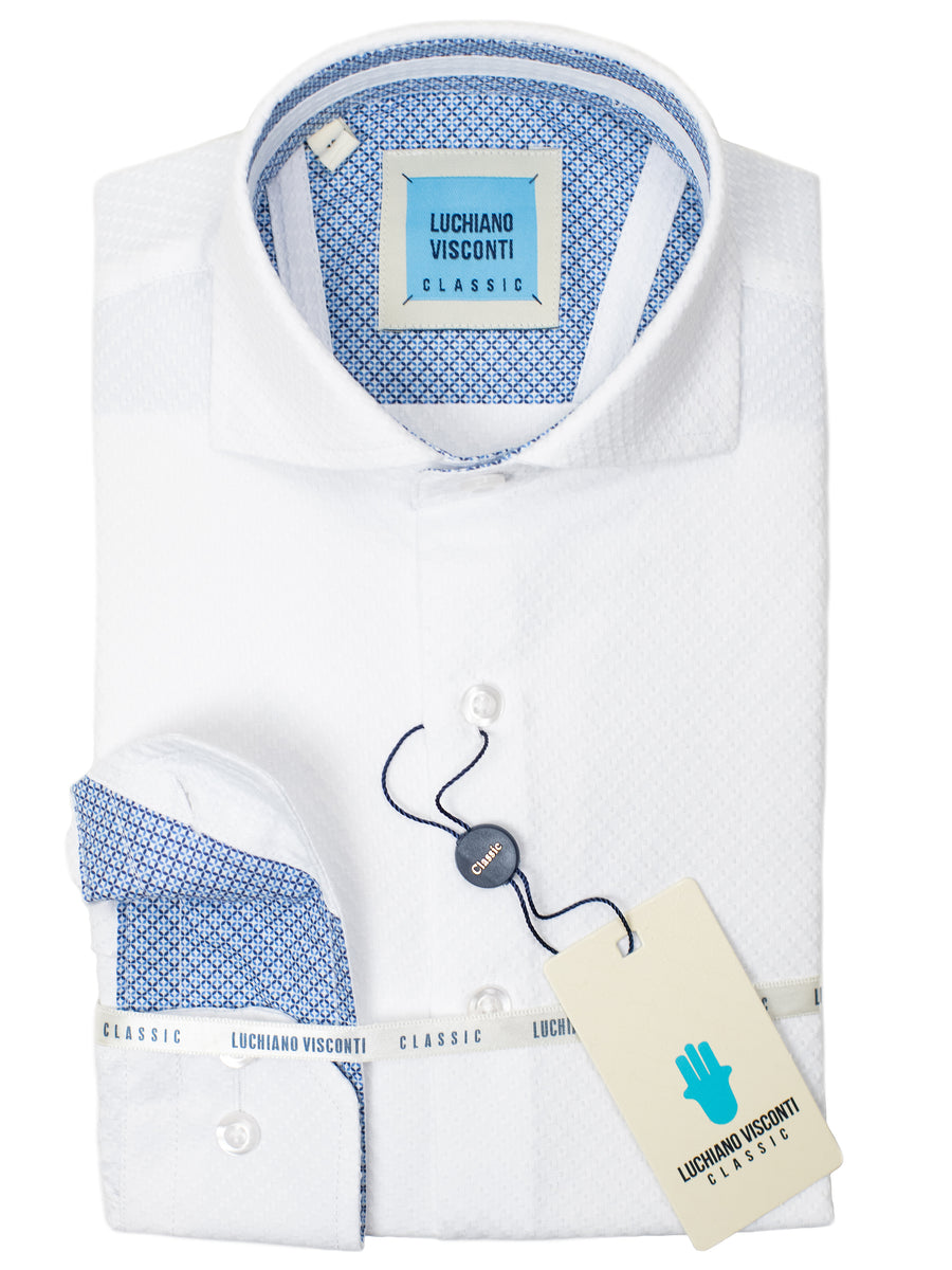 Luchiano Visconti Boy's Sport Shirt 30318- Tonal Diamond - White