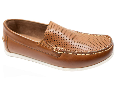 Florsheim 30362  Boy's Shoe - Driving Loafer with Perforations - Saddle Tan