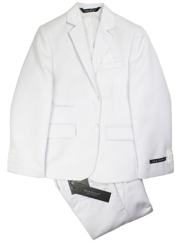 Image of Leo & Zachary 30373 Boy's Skinny Fit Vested Suit - Solid - White