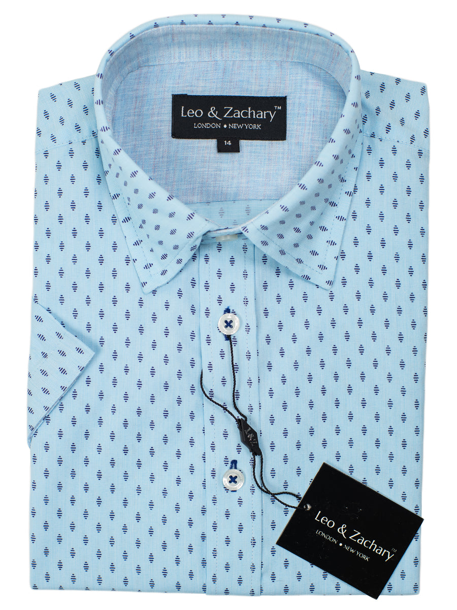 Leo & Zachary 30535 Boy's Short Sleeve Sport Shirt-Blue