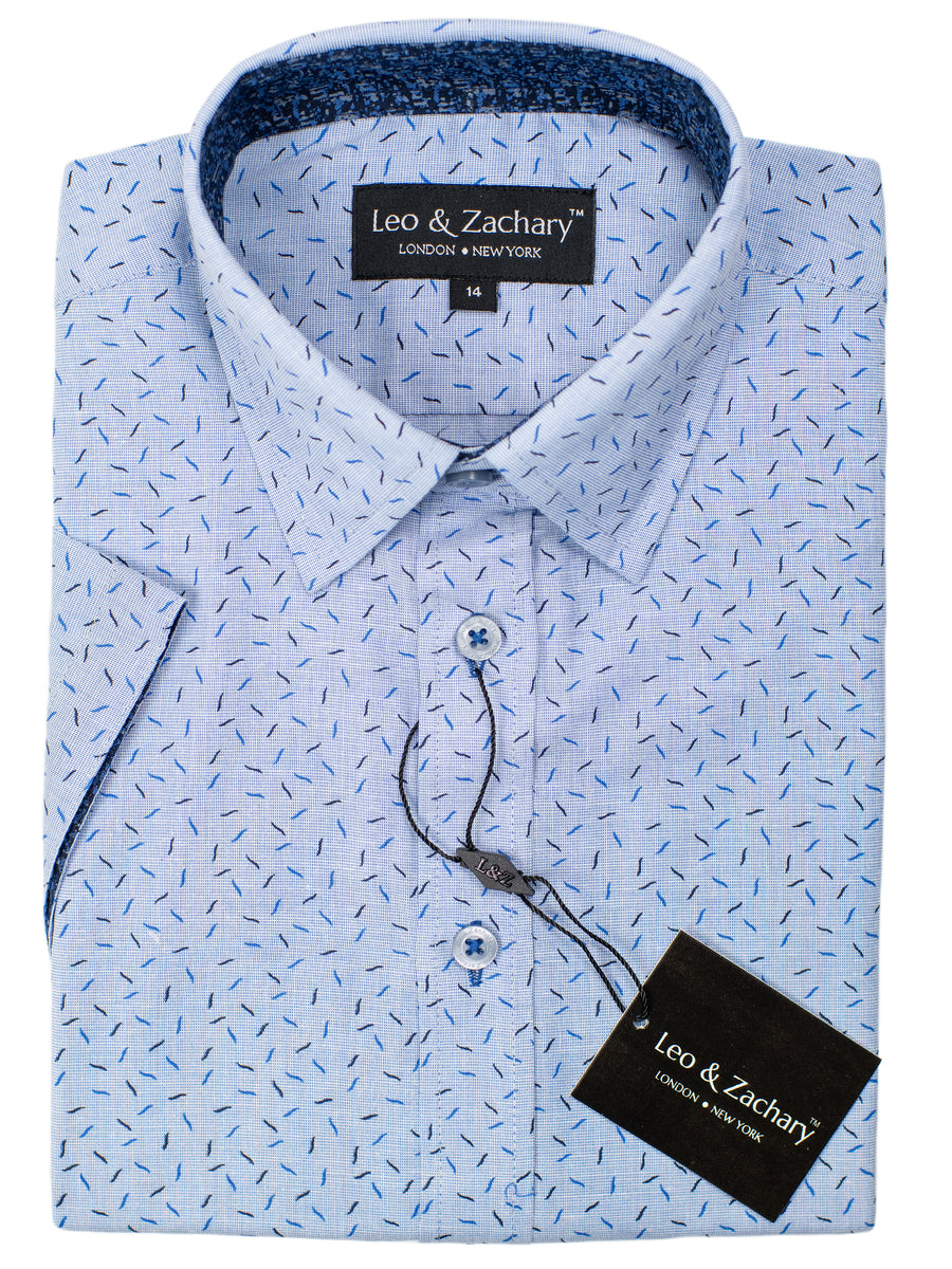 Leo & Zachary 30563 Boy's Short Sleeve Sport Shirt-Blue