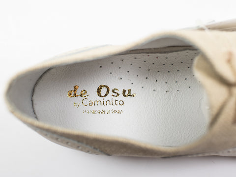 de Osu Boy's Shoe 30627 - Wing-Tip with Linen Insert - Ivory