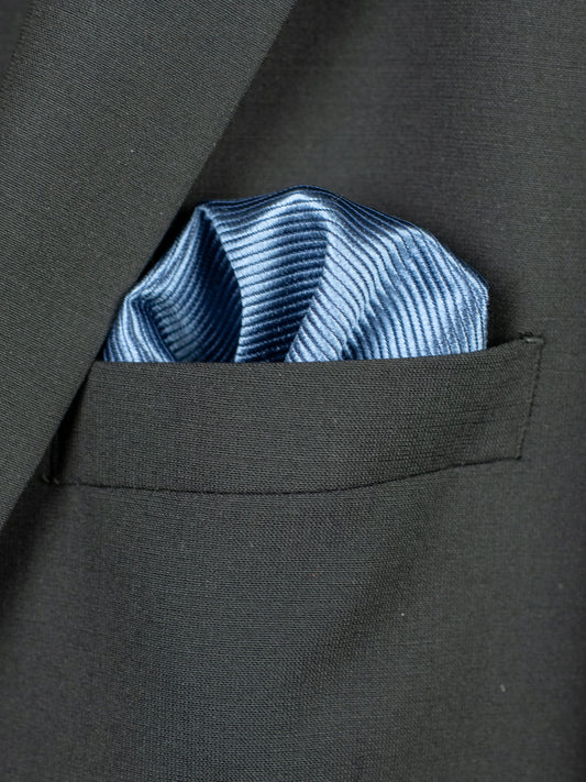 Heritage House 30764PS Pocket Square - Tonal Stripe - River Blue