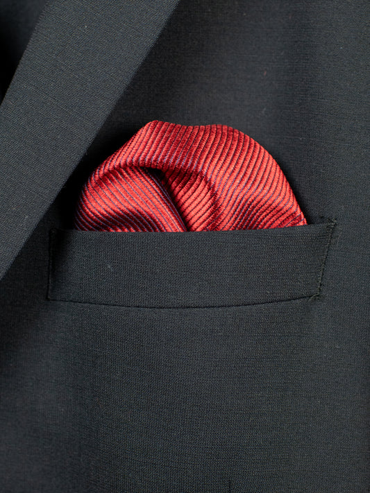 Heritage 30767PS House Pocket Square - Tonal Stripe - Carmine
